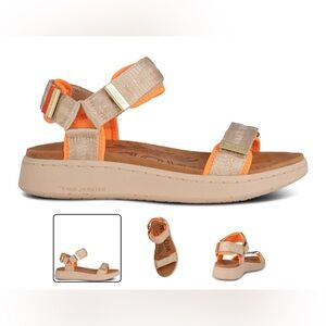 Natural Soft Beige and Orange Women's Sandals
